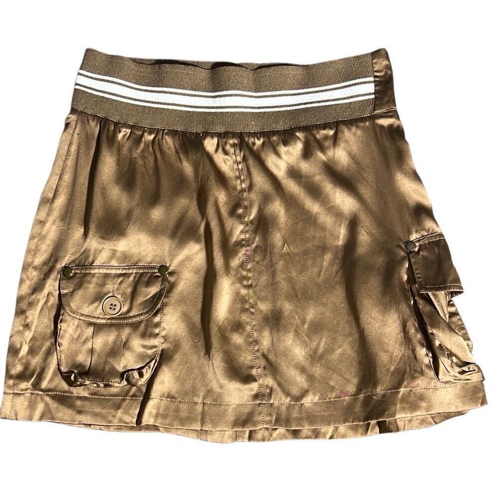 H&M Brown Silk Cargo Mini Skirt | Size US 4